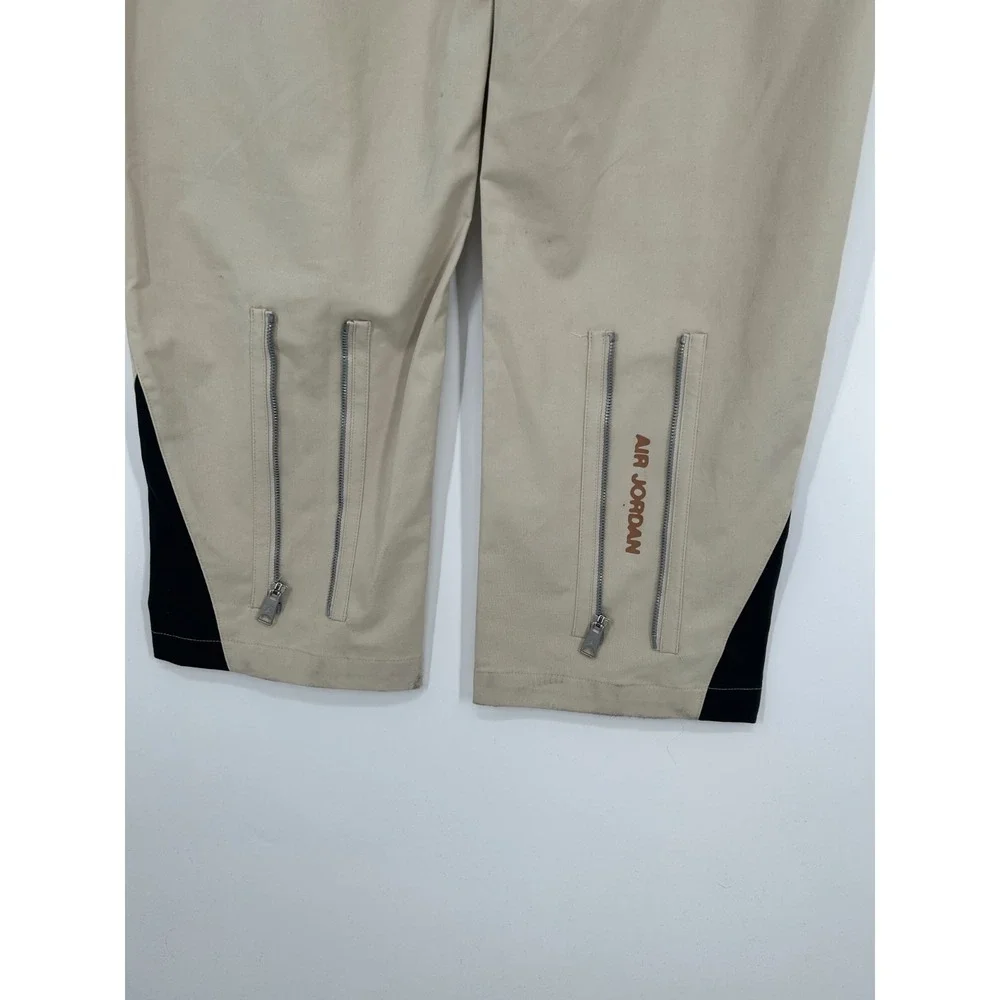 Air Jordan Flight Heritage Woven Pants Mens Large Beige Tan Loose Fit DV1609-206
